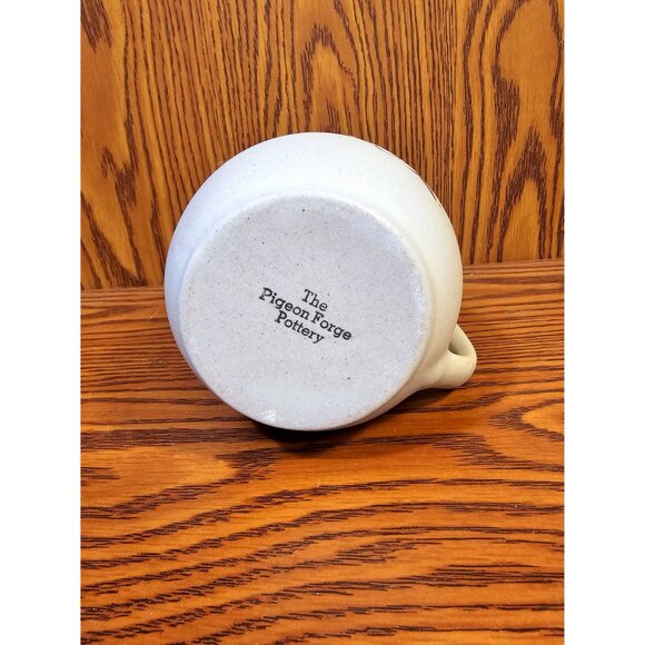 Vintage Pigeon Forge Pottery Floral Cream Pitcher With Blue Interior - Picture 2 of 7